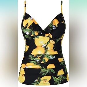 NWT Hilor Lemon Print Tankini Top